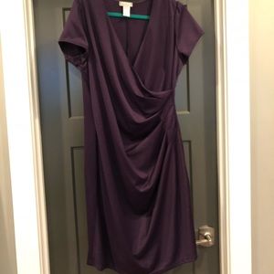 Faux wrap dress, purple, 2X